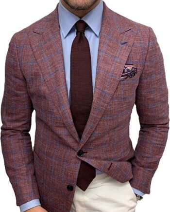 Zukmuk Men's Blazer Plaid Pattern/Plain Color Lapel Single-Breasted Suit Jackets
