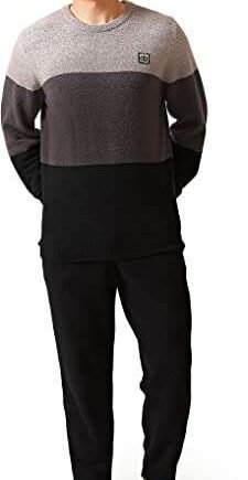 DAVID ARCHY Men's Pyjamas Sets Soft Plush Fleece Men's Nightwear, Warm Mens Fleece Pyjamas for Men, Comfortable Mens Pjs Set (Mens Loungewear and Mens Pyjamas Bottoms)