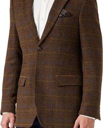 Xposed Chester Chester Mens Tan Brown Tweed Check Jacket Vintage Country Style Blazer