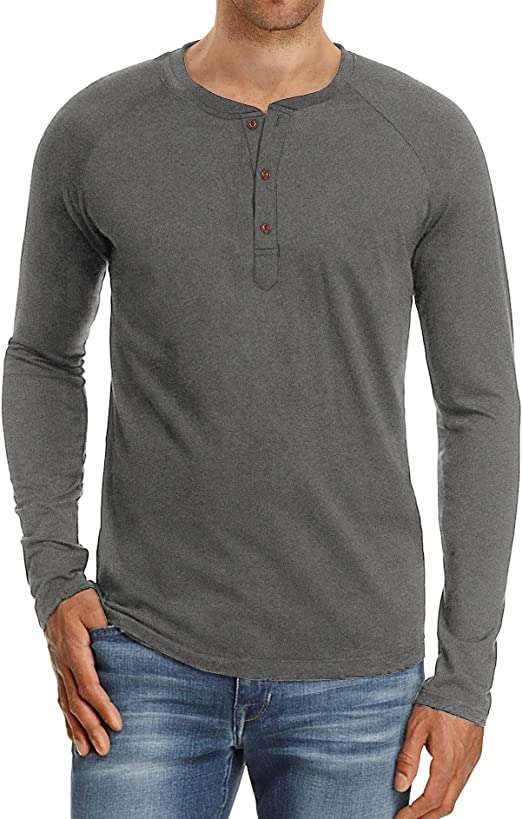 NITAGUT Mens Fashion Casual Front Placket Basic Long/Short Sleeve Henley T-Shirts Tops