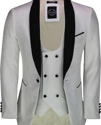 Xposed GINO - Men’s Classic Jacquard Tuxedo Suit Jacket Tailored Fit Paisley Dinner Blazer with Matching Waistcoat