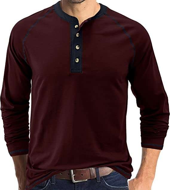 Mens T Shirt Cotton Henley Shirts Casual Fashion T Shirts