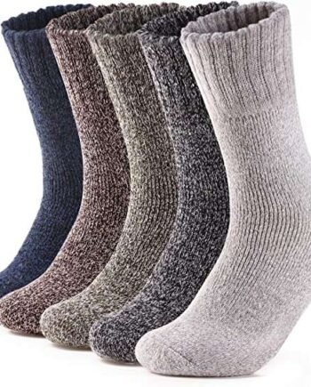 ElifeAcc 5 Pairs of Mens Thick & Warm Heavyweight Wool Thermal Socks Multipack