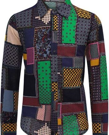 Allthemen Mens Casual Printed Shirts Summer Long Sleeve Linen Shirt Funky Floral Hawaiian