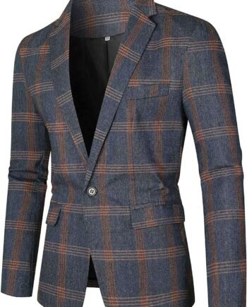 Men Suit Blazer Slim Fit Plaid Blazer 2022 Fall Winter Business Blazer Jacket One Button Single Breasted Wedding Tuxedo Jackets