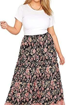 Yours Curve Floral Tiered Gypsy Maxi Skirt - Women's - Plus Size Curve