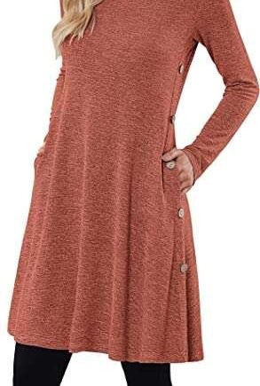 MOLERANI Jumper Dress for Women Long Sleeve Dress Ladies Button Casual Tunic Dress with Pockets