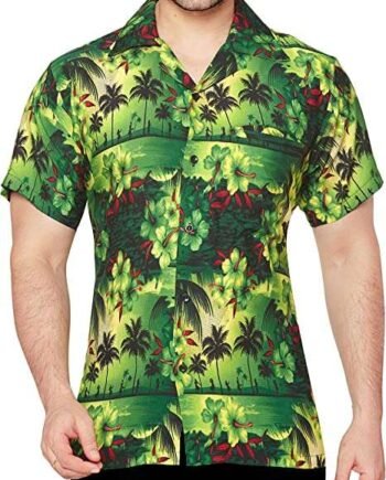 CLUB CUBANA Men's Regular Fit Classic Short Sleeve Casual Floral Hawaiian Shirt