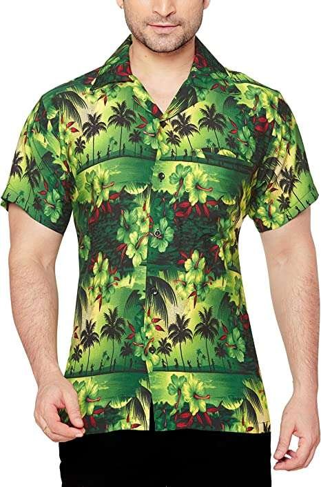 CLUB CUBANA Men's Regular Fit Classic Short Sleeve Casual Floral Hawaiian Shirt